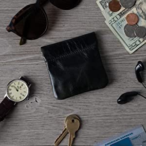 Genuine Leather Squeeze Coin Purse Gift Idea