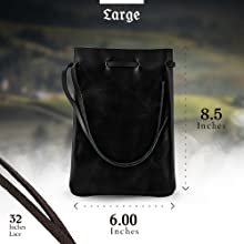 Leather Drawstring Pouch - Regular Large