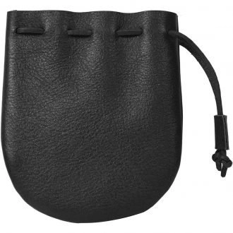 Leather Drawstring Pouch – Round Bottom Black