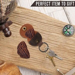 Rustic Leather Guitar Pick Holder Case With Keychain Perfect Gift